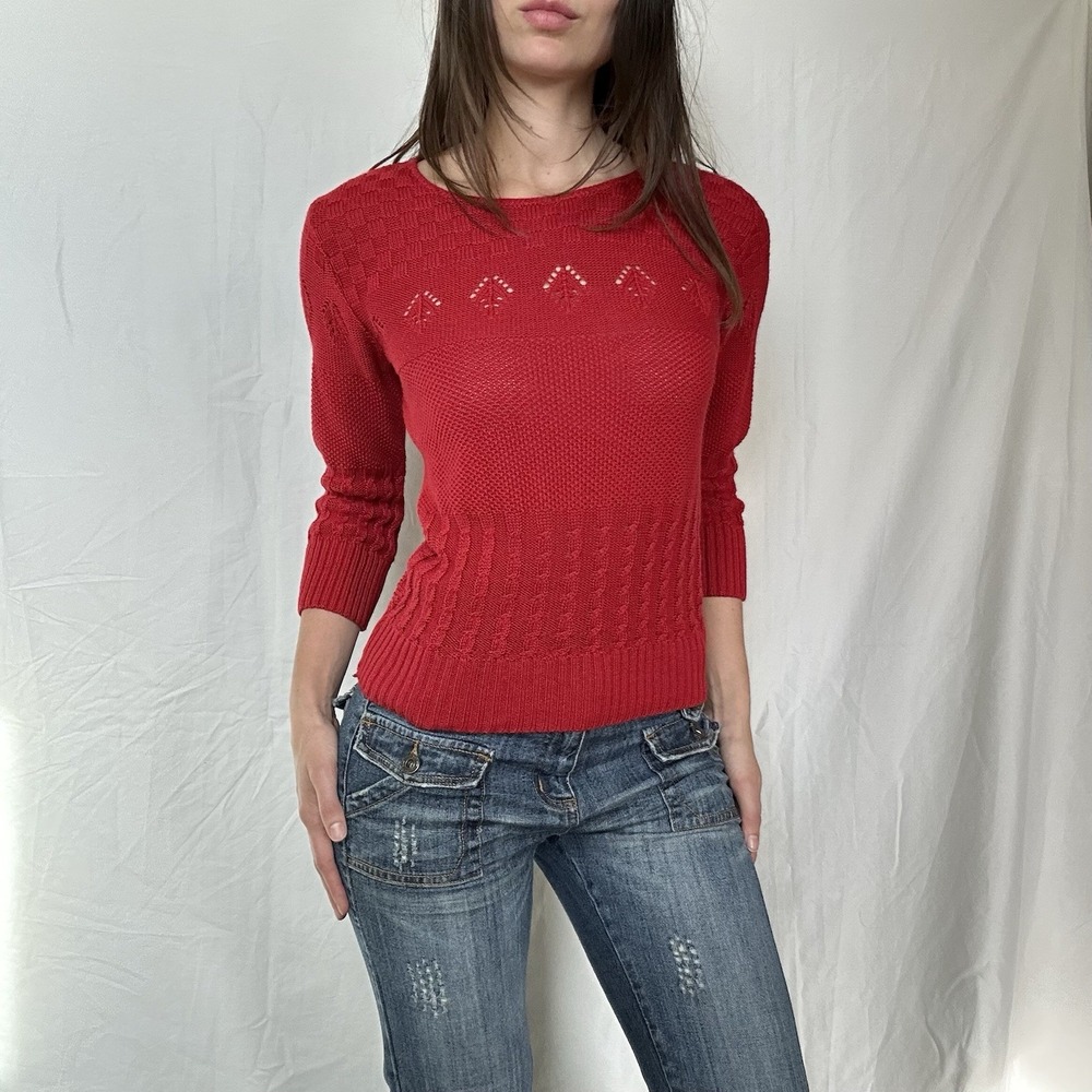 Vintage Barry & Me 3/4 Sleeve Pointelle Sweater Coquette Cottagecore 80s